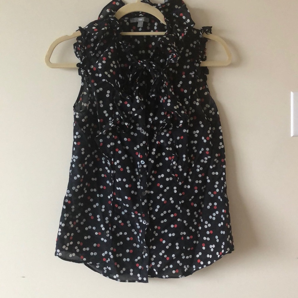 Gap Polka Dot Sleeveless Ruffle Top